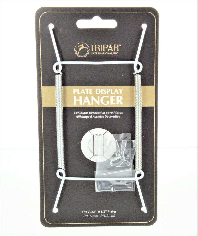 Tripar Wall Plate Hanger, White Wire (7.5-9.5 Inch) - Durable, Flexible Coils Conform to Most Plates - Holds Up to 2lbs on Wall - Features Clear Coated Vinyl Tips and Sleeves to Prevent Scratches. - Image 1